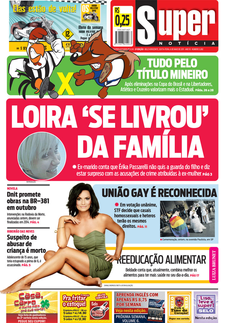 capa do jornal Super de 06/05/2011